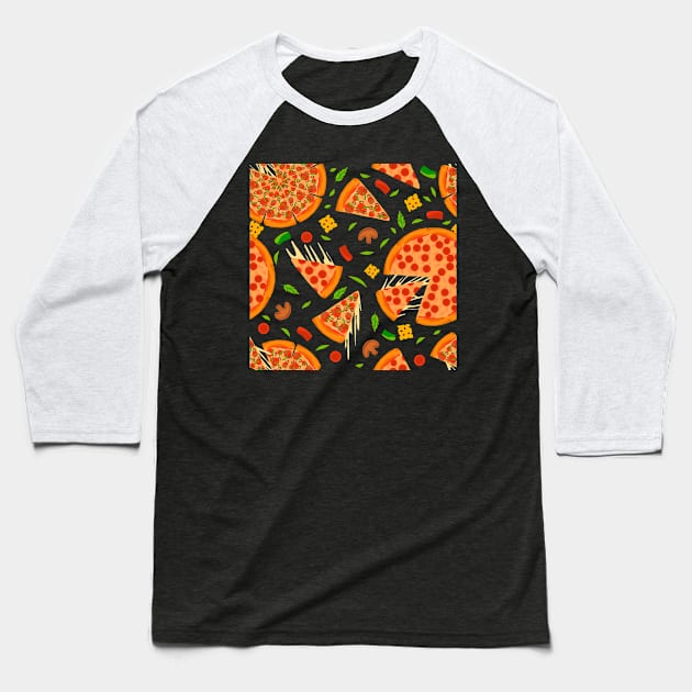 Pizza Pie Baseball T-Shirt by Golden Eagle Design Studio